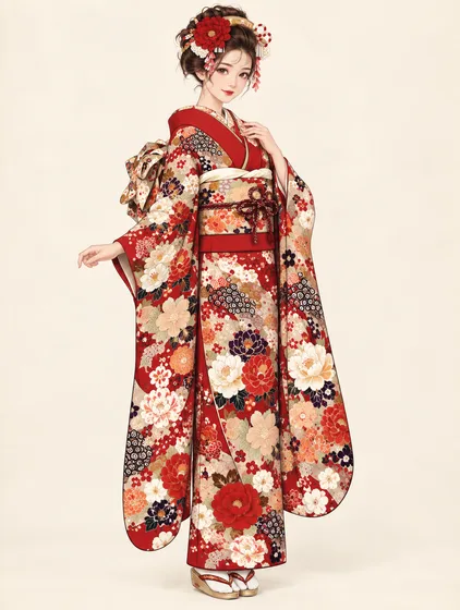 紅椿の華やぎ振袖